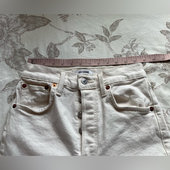 Re/Done 70s High Rise Skinny Boot Jeans 25 Vintage White Button Fly Minimalist - Picture 15 of 16